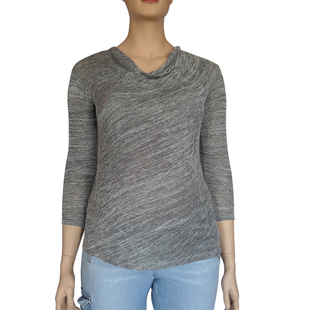LG Grey Knit Cowl Neck Long Sleeve Liz Lange Shirt
